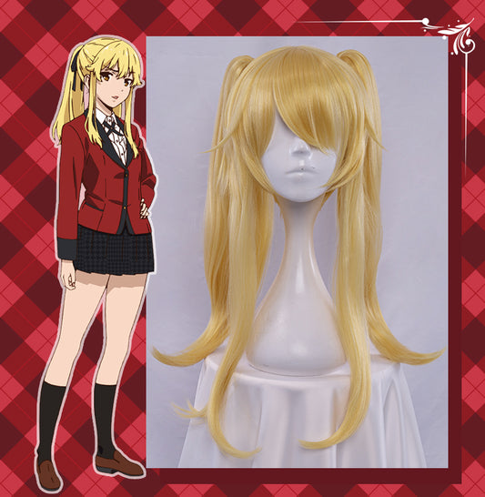 Uwowo Anime Kakegurui Cosplay Wig 55cm Yellow Long Hair with Two Ponytail - Uwowo Cosplay