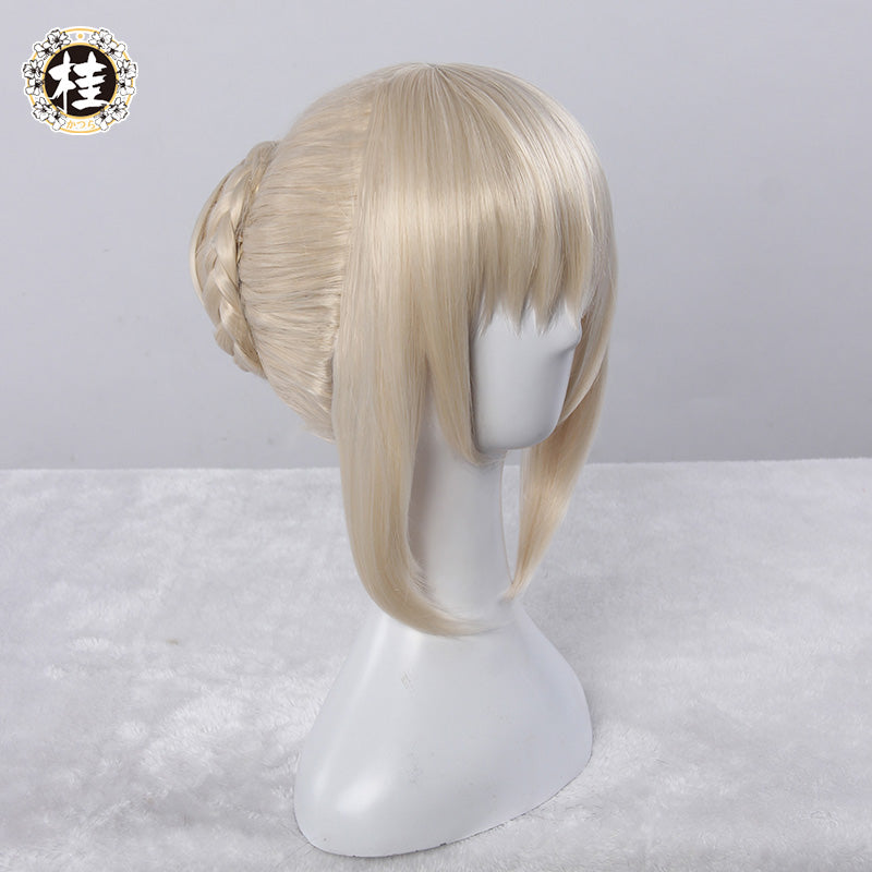 【Pre-sale】UWOWO Anime Fate Stay Night Saber Alter/Arturia Pendragon Alter Cosplay Wig 35cm Gold Hair Matte Synthetic Heat Resistant Fiber - Uwowo Cosplay