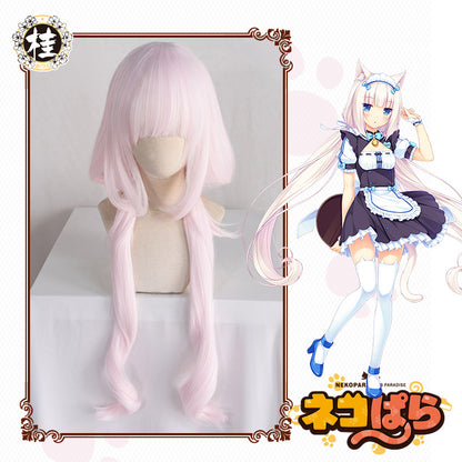 UWOWO Nekopara Vanilla Cosplay Wig 80cm long twin-tail Light pink hair Matte Synthetic Heat Resistant Fiber - Uwowo Cosplay