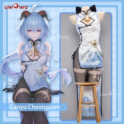 INSTOCK Uwowo Genshin Impact Fanart: Ganyu Qipao Chinese Dress Cosplay Costumes S-3XL